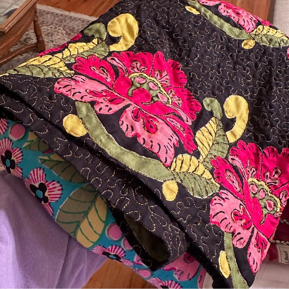 Vintage 60s 70s psychedelic silk mixed print embroidered maxi dress (binC) - Picture 11 of 16